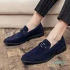 Zapatos Planos Ante Hebilla De Metal Zapatos Leffer Decorativos para Hombres Cómodos Tacón Bajo Costura Casual Negocio Británico Versátil