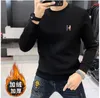 Vinter Men's Long Sleeve Fleece Hoodies Sweatshirts High Embrodery-H Style Frequency European Men's Top T-shirt Round Neck Cotton Warm Bottom Shirt For Man Hi01