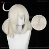 Catsuit Costumes New Skin Klee Genshin Impact Cosplay 42 cm kort mjölk vit värmebeständig hår anime roll play peruk + peruk cap