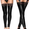 Noir PU Cuir Cuissardes Bas Pour Femmes Grande Taille Pole Dance Lingerie Sexy Discothèque Fête Bas Sexy Latex Hosiery199V