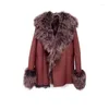 Kvinnors läder GL23108 Vinter Super Warm Sheep Päls Shearling Coat överdimensionerad