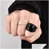 Anéis de banda Homens Hiphop Anel de Aço Inoxidável Preto/Vermelho Pedra Rock Moda Masculina Jóias Casamento Gota Entrega Jóias Anel Dhgarden Otyit