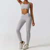 Active Sets Women's Crossover Wide Straps V-lock Waist Square Neckline Yoga Set Gym Quick-drying Breathable Stretch Running Sportswear