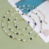 Pendants Romantic Black Natural Stone White Glass Beaded Women Necklace Niche Design Personality Versatile Double Circle Sweater Chain