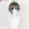 Trajes de Catsuit Vtuber NIJISANJI Luxiem Ike Eveland Cosplay Óculos Brincos Resistentes ao Calor Cabelo Sintético Perucas de Festa de Halloween + Boné de Peruca