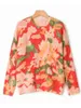 Women's Sweaters Aich Mirror Orange Flower Painting Jacquard Knit Sweater Winter O-Neck Long Sleeve Warm Loose Female Pullover Casual Lady