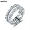 Vecalon bague de Tennis de luxe en or blanc rempli de diamant Cz bagues de mariage pour femmes hommes bijoux de doigt cadeau 298K