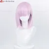 Trajes de Catsuit Anime Spy X Família Cosplay Fiona Frost Wig 37cm Curto Luz Rosa Resistente ao Calor Sintético Nightfall Halloween Party Mulheres Perucas