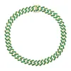 Fashion 5a Zircon Round Crystal cz paved tennis cuban Choker Necklace for Women Females Green Color CZ hip hop Jewelry Gifts X0509298A