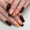 Unghie finte testa quadrata francese finta copertura completa staccabile indossabile manicure ballerina stampa per unghie sulla ragazza