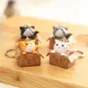 3 cm lindo llavero de dibujos animados pidiendo travieso estilo japonés gato colgante personalidad llavero bolso llavero joyería Keyring289G