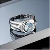 Anelli a fascia Uomo Pietre preziose acquamarina Anelli con zirconi blu per gioielli vintage di lusso in argento sterling 925 Bijoux Drop Delive Dhgarden Otmcv