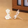 Stud Earrings Fashion Arrival 925 Sterling Silver Needle Flower Golden Buds For Women Girl Wholesale