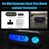 Bil Digital Clock Mini Electronic Watch Automotive Dashboard Time Thermometer Automobile Luminous Clock Fordon Tillbehör