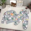 Luxury baby Tracksuits Autumn Animal letter pattern printing two-piece set for kids Size 100-160 round neck sweater and pants Oct25