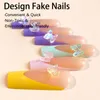 False Nails Candy Color French Long Ballet Nail Art Full Cover Fake Press On Artificial Tips Crystal Butterfly Decor