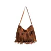 Evening Bags Summer Bohemian Fringe Bag For Girls Suede Vintage Spice Shoulder Crossbody Soild Color Travel Purse And Handbags Bolsas