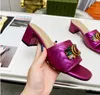 Sandales à talons hauts pour femmes, pantoufles en cuir, chaussures à talons épais, atmosphère de luxe, sexy, métal, double bouton, chaussures de fête, taille 35-43