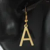 Dangle Earrings YELLOW GOLD PLATED STUD LETTER LETTERS INITIAL A B C E K EARRING