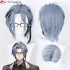 CatSuit Costumes Vtuber Nijisanjien EN7 Xsoleil Haywire Cosplay Hex Wigs 33cm Kort mörkblå grå värmeständig hår + peruklock