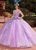 Сказочное бальное платье из бисера Кружевные платья Quinceanera 3D Аппликации Пром платья с блестками и глубоким вырезом Тюль Sweet 15 Маскарадное платье