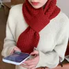 Scarves Winter Scarf Women Fashion Cross Connection Solid Color Knitted Neck Short Small Neckerchief Thick Warm