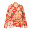 Women's Sweaters Aich Mirror Orange Flower Painting Jacquard Knit Sweater Winter O-Neck Long Sleeve Warm Loose Female Pullover Casual Lady