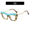 Lunettes de soleil Cadres Rétro Cat Eye Lunettes pour femmes Designer Luxe Métal Jambe Ordinateur Lunettes Anti Bleu Lumière Patchwork Mode Lunettes