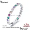 Band Ringen 925 Sterling Sier Colorf Regenboog Zirkoon Vinger Ring Voor Vrouwen Trendy Mode Dazzling Cz Steen Anillos Sieraden Gi Dhgarden Otyzt