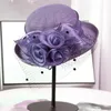 Chapeaux à large bord seau fleur fascinateurs courses pour femmes élégant banquet fascinateur chapeau filles dames robe de mariée formelle Fedora 231027