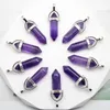 Hänge halsband 24st Natural Stone Agates Quartz Crystal Pendants For Necklace Charm Fluorite Hexagonal DIY SMYCHITY Making Accessories