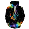 Customized Hoodies & Sweatshirts Pigment splashing palm printing hooded sweater Fashion Casual