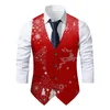 Gilet da uomo Gilet natalizio per uomo Rosso Verde Bianco Oro Fiocco di neve Babbo Natale Alce Renna Gilet Cravatta Papillon Set Canotta da festa Top