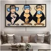 Pinturas 3 Macacos Poster Cool Iti Street Art Canvas Pintura Parede para sala de estar Decoração de casa Pôsteres e impressões Drop Delivery Gard Dhdt9