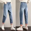 Jeans da donna invernali casual in velluto pantaloni caldi taglie forti pantaloni da donna in denim a vita alta dritti larghi Harem