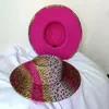 Berets 9.5cm rosa vermelho leopardo impressão fedora chapéu 2023 aba larga colisão homens e mulheres moda estilo único senhoras