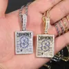 Emaille-Halskette mit Dollarzeichen, Bargeld, Geld, Buchstabe, quadratischer Charm-Anhänger mit Seilkette, Hip Hop, Damen und Herren, voll gepflastert, 5A-Zirkonia, Boss-Herren-Geschenkschmuck