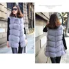 Женская зимняя куртка из искусственного меха HJQJLJLS, длинный теплый жилет, женское пушистое искусственное пальто, женская куртка без рукавов 231026