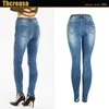 Jeans pour femmes taille moyenne élastique pantalon à fourche ouverte pieds type de marée européenne et américaine trous coupés pour laver petite femme