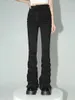Jeans femininos REDDACHiC preto ruched flare jeans mulheres y2k alto elástico bootcut calças empilhadas calças de cintura alta harajuku goth grunge roupas 231027