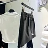 High-End Custom Damen Kurzer schwarzer Lederrock Mode Sexy Stickerei Qualität Temperament Spice Girl Kleid Hohe Taille
