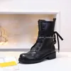 Luxury Womens Boots Printed Brown Black Leather Ankle Boot Fashion Martin Booties Comfortable Casual Designer Shoes for Women With Box