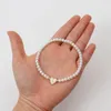 Cazibe bilezik kabuk kalp az mektup ilk bilezik kadınlar el yapımı simüle edilmiş inci boncuklu mücevher hediyesi 231027