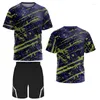 Herrspårar Badminton T-shirt och shorts Set Tennis Table Training Wear Summer Outdoor Running Sweatshirt Breattable Light