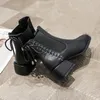 Stivali Scarpe corte da donna Stivaletti stile punk con lacci Caviglia femminile Elegante tacco medio Calzature Stringate Chelsea Combat Boot 231026