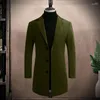 Trench da uomo Cappotto trendy da uomo Stile coreano Vestibilità slim Lunghezza media Vestibilità slim Colore puro Uomo Antivento