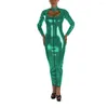 Abiti casual Abito lungo a tubino in PVC lucido sexy Dolcevita con serratura in finto lattice Scava fuori Manica intera Cerniera aderente Maxi Clubwear per feste