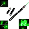 Puntatori laser 10 pezzi 50 miglia 532 Nm Mini puntatore laser verde brillante penna astronomia 1 Mw Powerf Lazer portatile giocattolo per cani / gatti singola goccia Del Dhchp