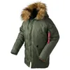 Masculino para baixo parkas inverno n3b puffer casaco longo militar capuz de pele quente tático bombardeiro exército coreano grosso parka 231026