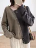 Damenstrickjacke im japanischen Korea-Stil, Patchwork, unregelmäßig, schick, Mädchen-Herbst-Strickjacke, Strickpullover, Hemden, modisch, für Damen, Frühling, lässig